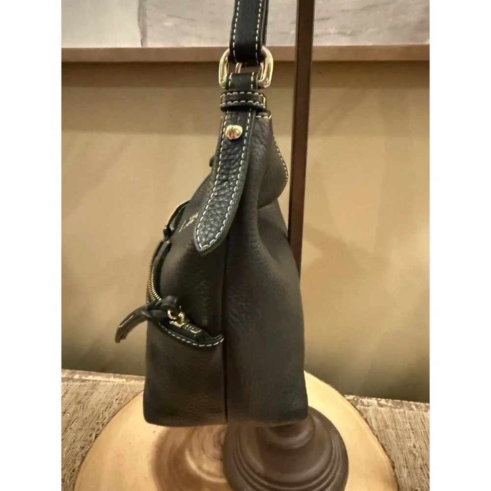 Dooney & Bourke Dillen Double Pocket Black Pebbled Leather‎ Hobo Bag & Wallet